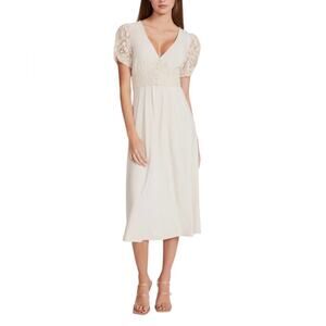 Betsey Johnson Beige Lace Detail Midi Dress - Large